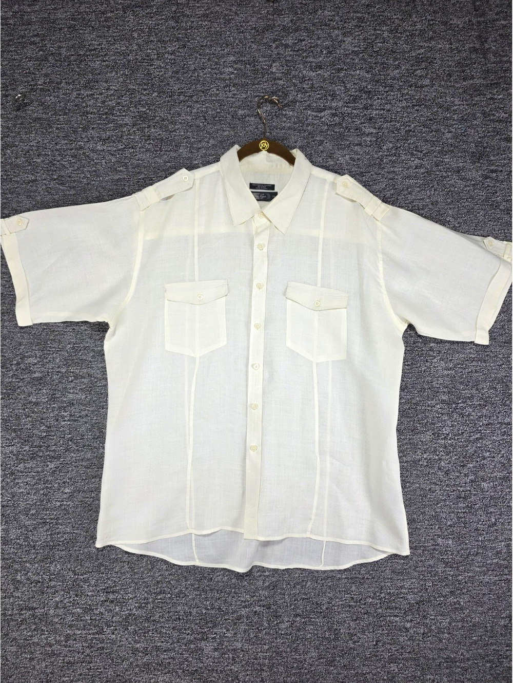 Axist Guy Men's 2XL White Solid Polyester Short Sleeve Button-Up Shirt Pockets